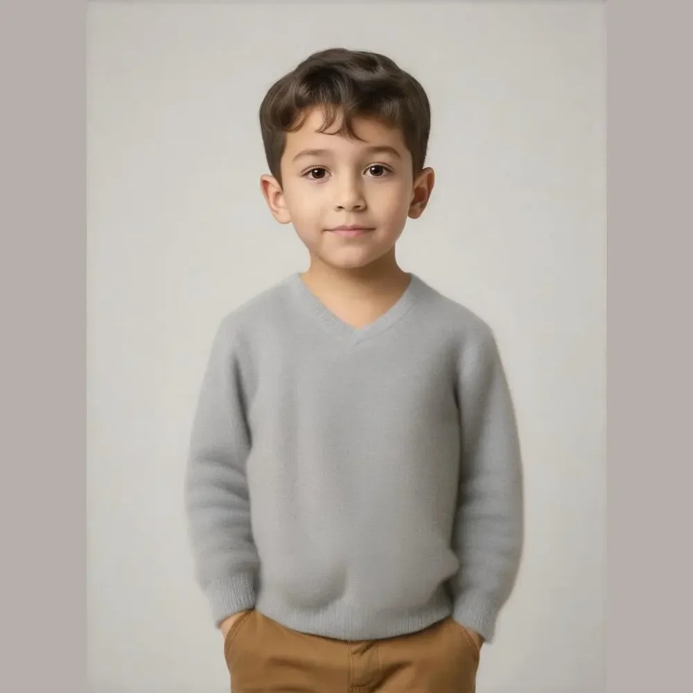Gymboree Boys Sweater Size XS 4 Essentials Gray V-Neck Long Sleeve Solid NEW